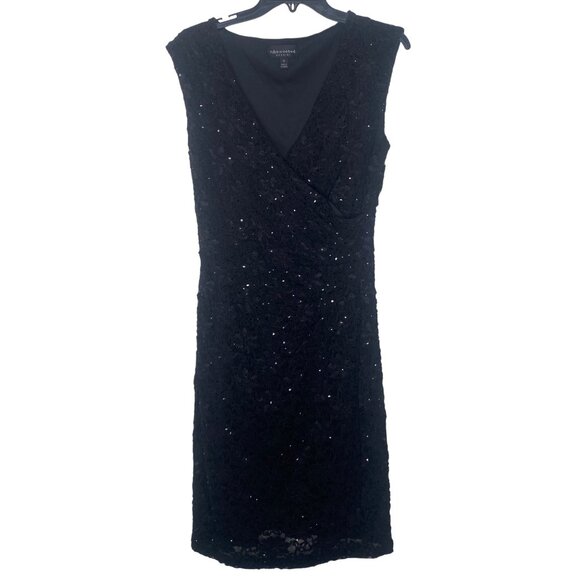 Connected Apparel Black Sequin Dress Size 12 Elegant NYE Holiday Party Occasion - Picture 2 of 12